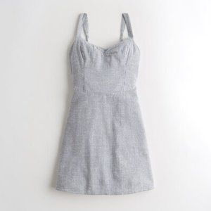 Hollister Tie-Back Linen-Blend Mini Dress , Size Medium